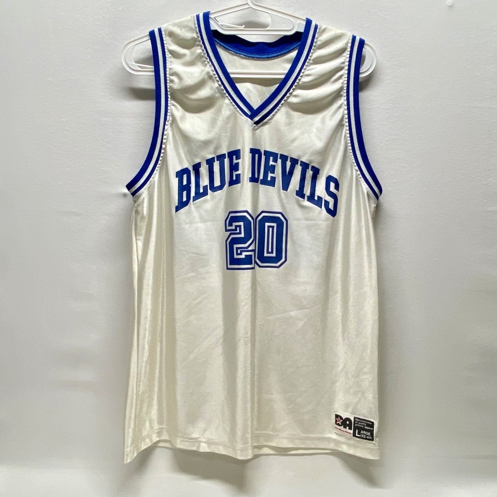 Vintage Blue Devils Basketball Jersey White #20 Large Don Alleson Athletic READ